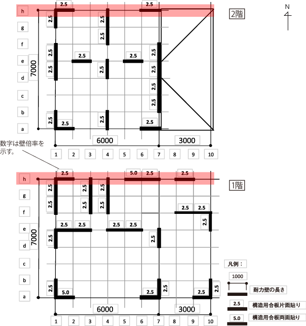 Y邸耐力壁配置図